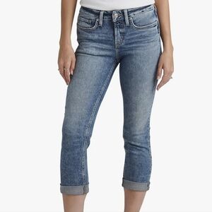Silver Jeans Co. Women's Suki Mid Rise Curvy Fit Capri Jeans 24/ 23.5 med wash